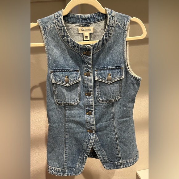 Madewell Denim High Crewneck Vest, size 2 - Picture 1 of 4